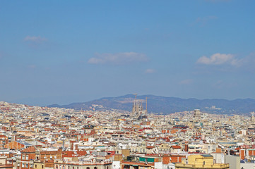 The roofs of Barcelona. Barcelona. View of Barcelona from above.
