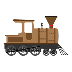 Cartoon Old steam locomotive, vector illustration