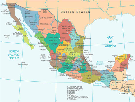 Mexico Map - Vector Illustration