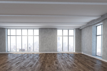 Fototapeta premium Bright room with empty wall