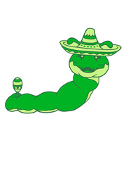 sombrero rassel klapperschlange mexikaner hut mütze musik party feiern schnurrbart mustache schnecke kriechen raupe schlange süß niedlich comic cartoon