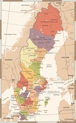 Sweden Map - Vintage Vector Illustration