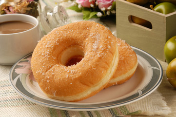 Delicious  donuts on the plate 