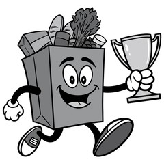 Grocery Bag with Trophy Illustration