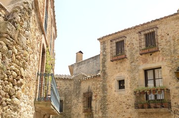 Stone buildings in in Peratallada, Girona, Spain
