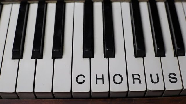 CHORUS written on black piano keys