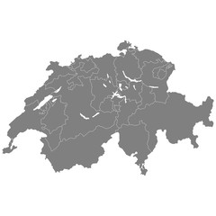 High quality map Switzerland with borders of the regions