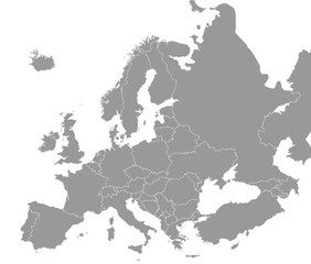 Naklejka premium Wysokiej jakości mapa Europy z granicami regionów