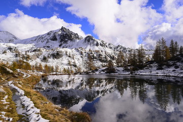 reflets enneigés dans la parc du mercantour