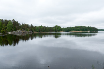 Vuoksa river in the area of the Church of St. Andrew on Vuoksa, village of Vasilyevo, Priozersk district, Leningrad region, Russian Federation