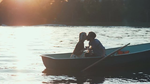 Couple in love on the boat