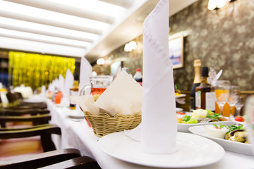 Served table in the restaurant