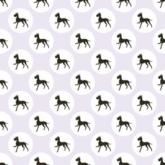 Black Great Dane. Breeds of dogs. Seamless pattern. Minimalism. Dog is a symbol of 2018. Chinese calendar. Vector
