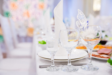 Served table in the restaurant