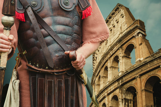 Roman Soldier Centurion and  colloseum in background