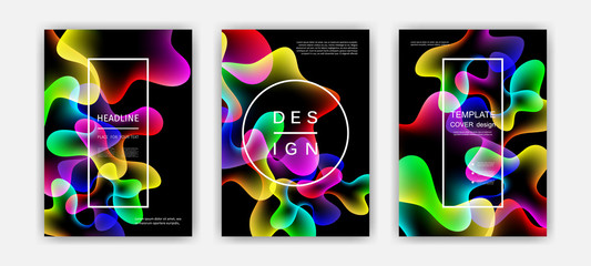 Fluid color covers set. Colorful bubble shapes with gradients. Trendy design.