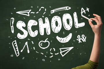 Hand writing on school blackoard