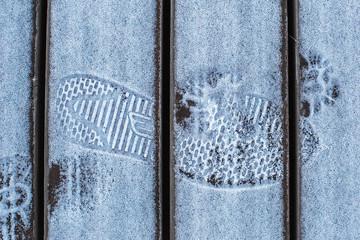 A footstep on the snow