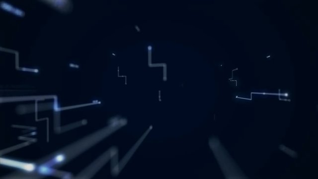 4K Animation 3D abstract dark background moving dot and line metaphor cyber futuristic data transfer network connection concept