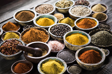 Spice Still Life, wooden bowl
