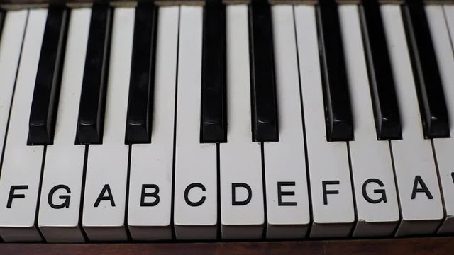 Two Octaves with labelled note names on white piano keys