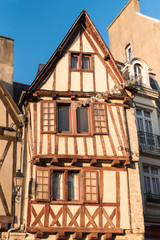 Beautiful old half-timbered houses in Vannes, magnificent town in Brittany
