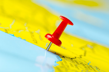 Travel destination points on a map