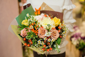 Vivid and cute bouquet of lovely flowers