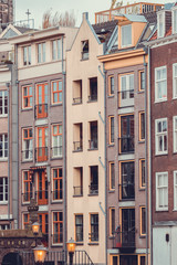 Fototapeta premium View of beautiful medieval houses in Amsterdam, Netherlands, Europe.