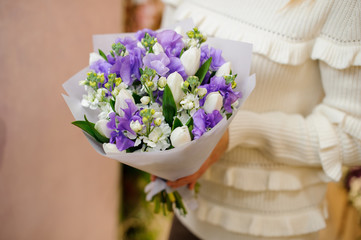 Little and cute colorful bouquet of tender flowers