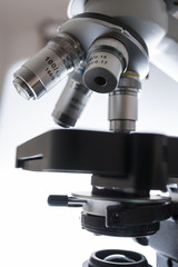 Fototapeta na wymiar Laboratory microscope close up - medical research concept