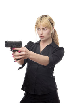 business woman with a hand gun