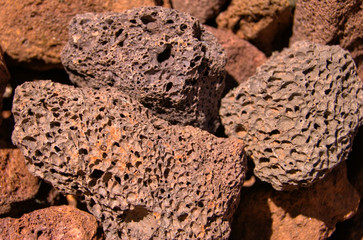 Close up of lava rocks with a rough texture