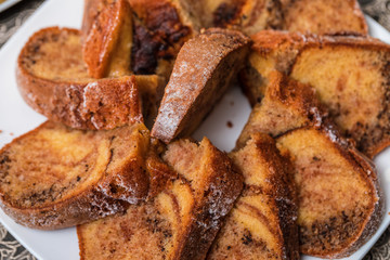 Tasty homemade traditional fruit cake
