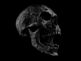 Human skull on Rich Colors. The concept of death, horror. A symbol of spooky Halloween. 3d rendering illustration.