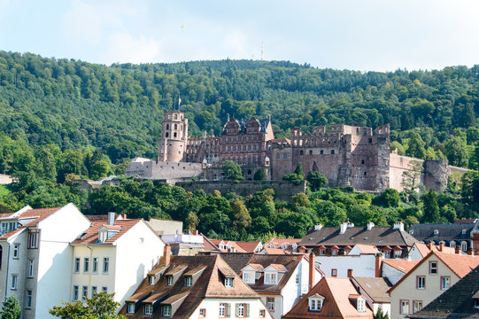 Famous ruins of castle in Heidelberg, Germany