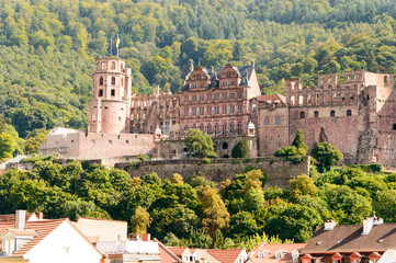 Ruins of famous castle in Heidelberg, Germany