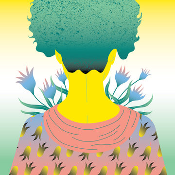 Illustration depicting woman with flowers