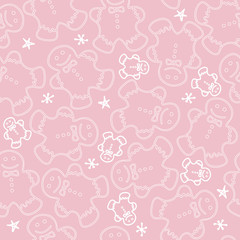 Cute Dancing Gingerbread Men Cookies on Pink Background