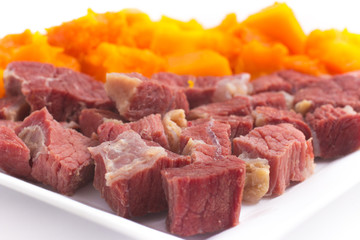 Brazilian Jaba com Jerimum. Jerked beef or Dry Meet with Pumpkin