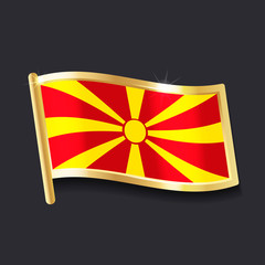 flag of Macedonia in the form of badge, flat image