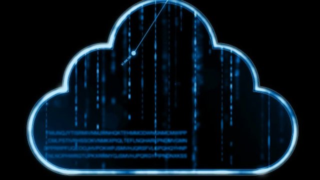 4K Animation of cloud icon with dot connetion line and binary number falling for computer network big data cyber technology futuristic concept 