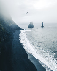 Black sand beach view 