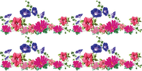flowers 3 seamless pink blue