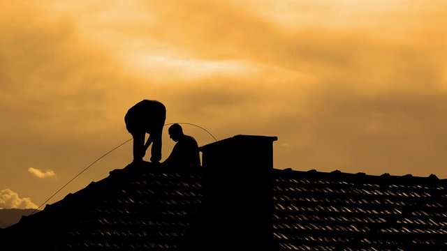 Chimney Cleaning and Repair at sunset