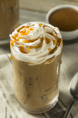 Sweet Homemade Caramel Iced Latte Coffee
