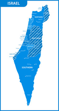 The detailed map of the Israel with regions or states and cities, capitals