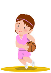 バスケットボール　ドリブルからランニングシュート　女子