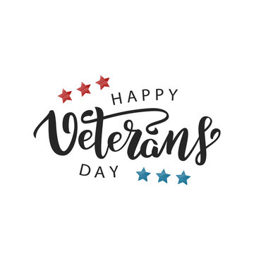 Vector isolated lettering for 11th November, Veterans Day lettering for decoration and covering on the white background. Concept of Memorial day in USA.