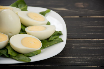 Plate of boiled eggs